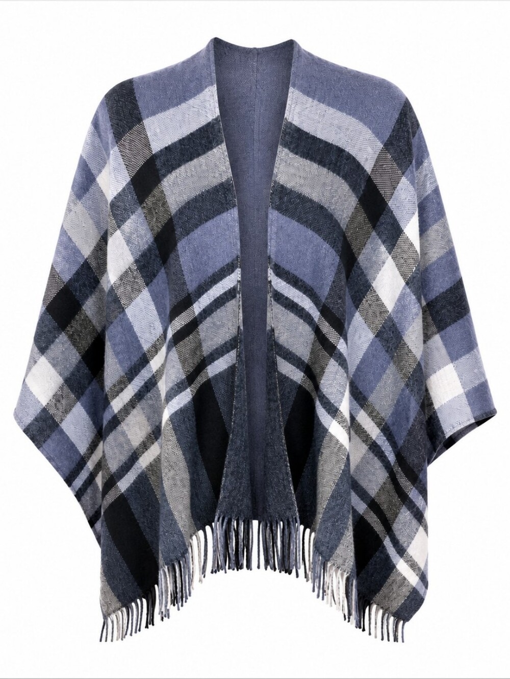 BANANA REPUBLIC | Plaid Cashmere Wool Blend Fringe Poncho Wrap | One‎ Size OS
